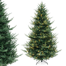 Load image into Gallery viewer, 6/7/8 FT Pre-Lit Artificial Christmas Tree, Hinged Xmas Tree with 240/340/450 Warm White LED Lights, 8 Lighting Modes, 778/1090/1480 Branch Tips