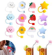 Load image into Gallery viewer, 2023 New Straw Cover Cloud, 12pcs Silicone Straw Protector, Splash Proof Tips, Reusable Drinking Straw Lids for Bottle Accessories