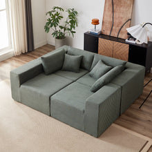 Load image into Gallery viewer, 104 - Inch Corduroy Modular L Shaped Sectional Sofa, Luxury Floor Couch Set, Upholstered Indoor Furniture, Foam - Filled Compressed Sofa for Living Room, Bedroom, 4 PC Free Combination ?