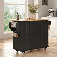 Load image into Gallery viewer, Noelse Kitchen Island with Storage, Island Table for Kitchen with Drop Leaf, Spice Rack, Towel Bar for Small Kitchens, White