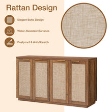 Load image into Gallery viewer, Hommpa Sideboard Buffet Cabinet Rattan Kitchen Storage Organizer with 5 - Position Adjustable Shelf &amp; 2 Doors Boho Farmhouse Accent Cabinets TV Console for Living Dining Room Coffee Bar