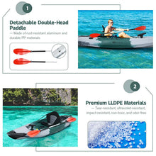 Load image into Gallery viewer, Sit-on-Top Fishing Kayak with Aluminum Paddle, 4 Fishing Rod Holders &amp; Padded Seat, 9.7FT 1-Person Recreational Touring Kayak for Lake, River, Ocean