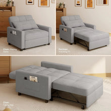 Load image into Gallery viewer, Lofka Chair Bed, Convertible Sofa Bed Couch Recliner Single Bed for Living Room/Office/Bedroom, Light Gray