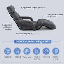Load image into Gallery viewer, 6-Position Adjustable Floor Sofa Bed, Folding Lazy Sofa Chaise Lounger Recliner with Armrests &amp; Footrests for Living Room, Bedroom &amp; Gaming