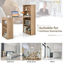 Load image into Gallery viewer, 48" Computer Desk with 6-Tier Storage Shelves, 3-in-1 Reversible Writing Desk w/ Bookshelf &amp; CPU Stand, Space-Saving Home Office Workstation