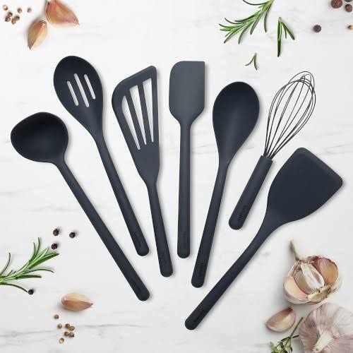 Healthy Non-Toxic PFAS Free Cookware - Platinum Silicone Tools 7-Piece Utensil Set by GreenPan