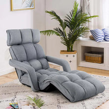 Load image into Gallery viewer, 6-Position Adjustable Floor Sofa Bed, Folding Lazy Sofa Chaise Lounger Recliner with Armrests &amp; Footrests for Living Room, Bedroom &amp; Gaming