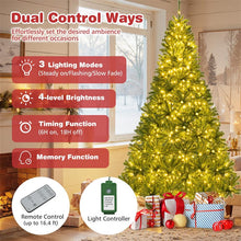 Load image into Gallery viewer, 6/7/8FT Pre-Lit Artificial Christmas Tree, Hinged Xmas Tree with Remote, Warm White LED Lights, Timer, Adjustable Lighting Modes for Holiday Decor