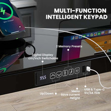 Load image into Gallery viewer, 48" x 24" Electric Standing Desk with Drawer, Tempered Glass Top, Memory Positions &amp; USB Type-C Outlets, Sit Stand Desk for Home Office