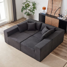 Load image into Gallery viewer, 104 - Inch Corduroy Modular L Shaped Sectional Sofa, Luxury Floor Couch Set, Upholstered Indoor Furniture, Foam - Filled Compressed Sofa for Living Room, Bedroom, 4 PC Free Combination ?